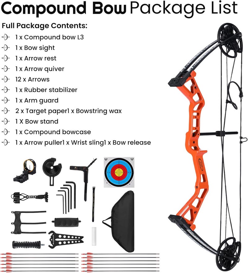 motion zeus Junior Compounnd Bow Set for Youth & Kids,Beginners and Women Bow Draw Length 16"-28",Draw Weight 10-40Lbs,290fps，Adjustable - Image 3